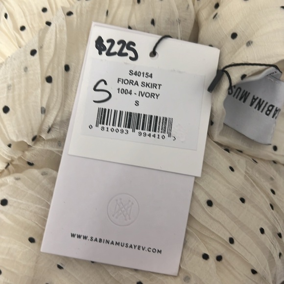 Sabina Musayev Fiora Skirt. Ivory with black polka dots. Small and Large. NWT. - Picture 8 of 10